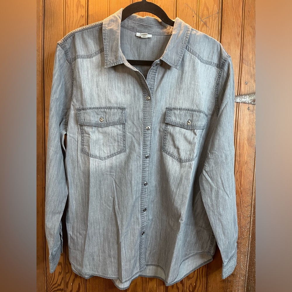 Ana Gray button up shirt, roll sleeves, XXL, 100% Cotton